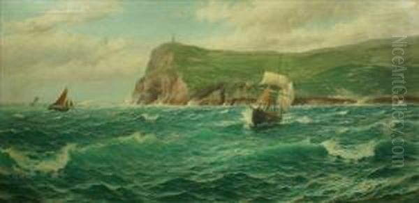 A Breezy Day, Braddahead, Isle Of Man Oil Painting by David James