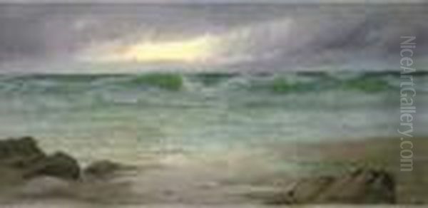 Sunset From The Beach Oil Painting by David James