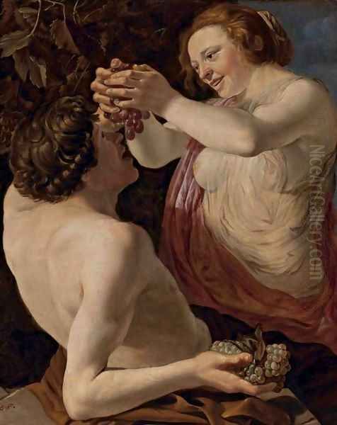 Nymph and Satyr Oil Painting by Christiaen van Couwenbergh