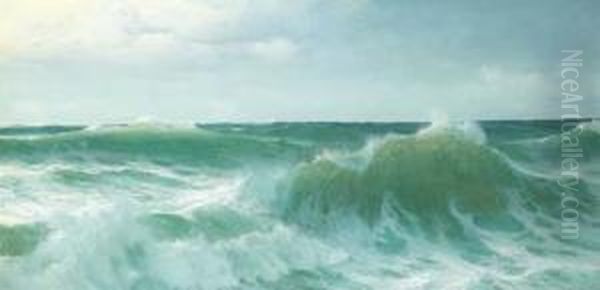 A Breaking Wave Oil Painting by David James