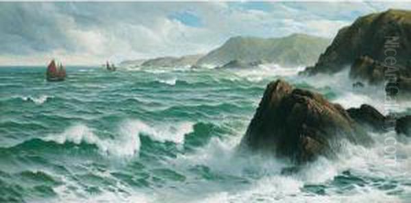 A North Easter, Coast Of Devon Oil Painting by David James