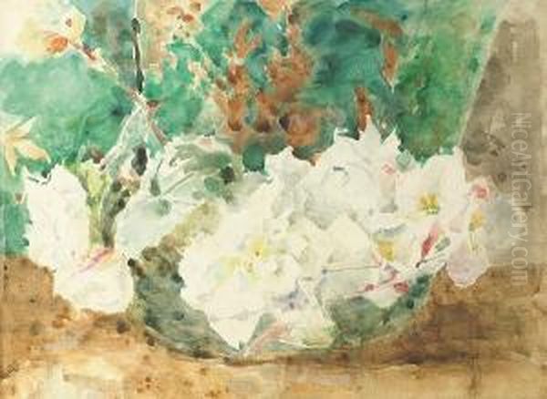 A Bowl Of Hibiscus Oil Painting by Francis Edward James