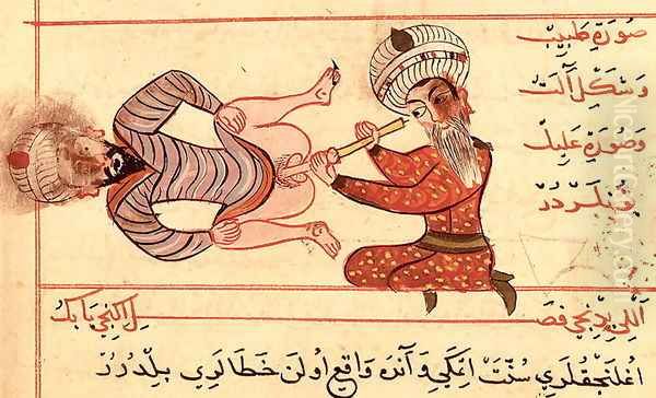 Ms Sup Turc 693 fol.96v Inspection of the Male Urethra, 1466 Oil Painting by Charaf-ed-Din