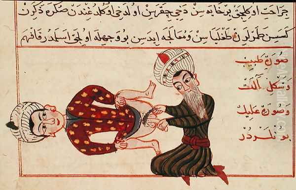 Ms Sup Turc 693 fol.76v Operation for Castration, 1466 Oil Painting by Charaf-ed-Din