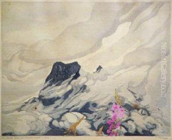 The Vapours Round The Mountain Curled Oil Painting by Walter John James