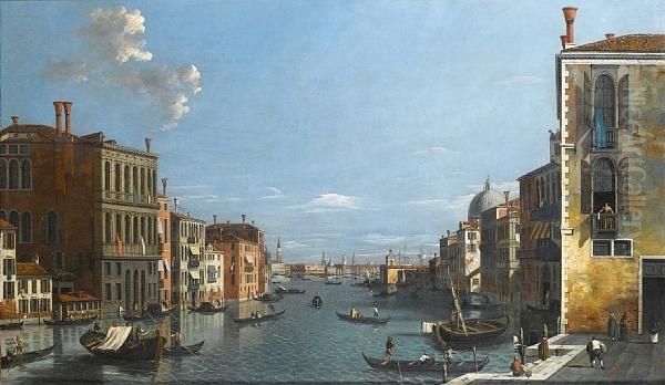 A View Of The Grand Canal, Venice, Lookingeast From The Campo San Vio Oil Painting by William James