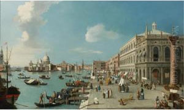 The Molo, Venice: Looking West 
Towards The Dogana And Santa Maria Della Salute, The Biblioteca Marciana
 Right Oil Painting by William James