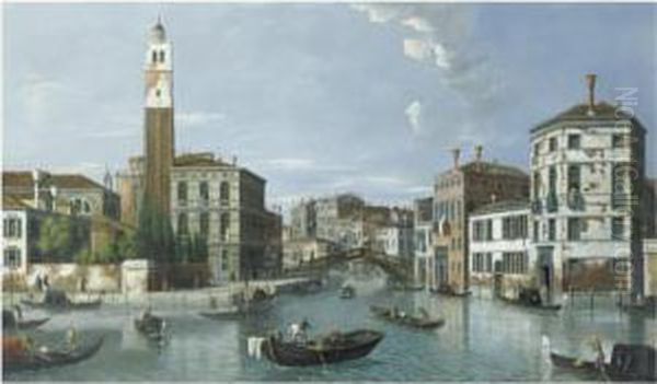 View Of The Grand Canal, Venice, With San Geremia And The Entrance To The Cannaregio Oil Painting by William James