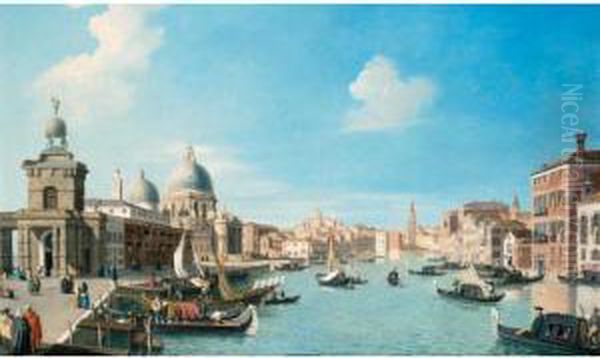 Entrance To The Grand Canal, 
Venice, Looking West, With The Dogana And The Church Of Santa Maria 
Della Salute Oil Painting by William James