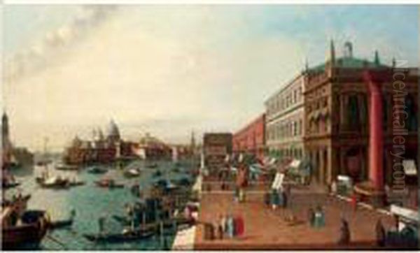 Vue De La Piazetta, De La Libreria Et Du Debouche Du Grand Canal A Venise Oil Painting by William James