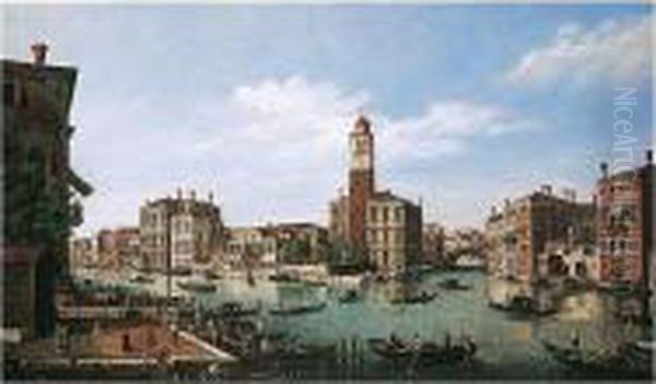 A View On The Grand Canal, 
Venice With Church Of Saint Geremia And The Entrance To The Cannaregio Oil Painting by William James