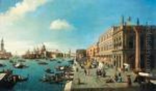 The Riva Degli Schiavoni Looking
 South-west Towards The Entry Tothe Grand Canal, The Dogana And Santa 
Maria Della Salute Oil Painting by William James