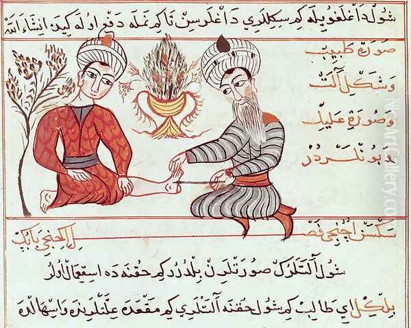 Ms Sup Turc 693 fol.125 Treatment of Boils and Warts, 1466 Oil Painting by Charaf-ed-Din