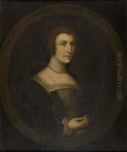 Half Length Portrait Of Lady Janet Stewart Oil Painting by George Jamesone