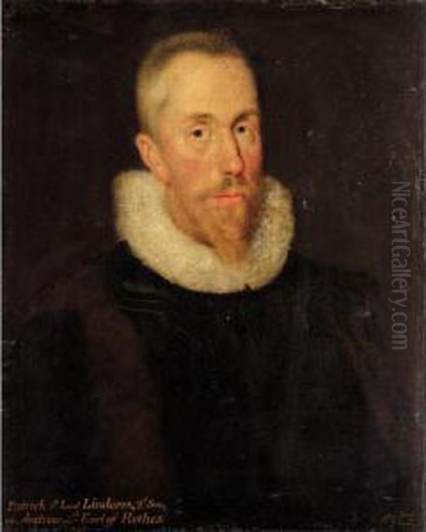 Portrait Of Patrick Leslie, 1st Lord Lindores Oil Painting by George Jamesone