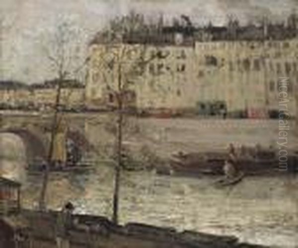 Boats On The Seine, Paris Oil Painting by Alexander Jamieson