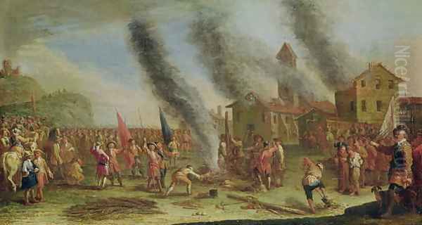 The Misery of War. The Pyre Oil Painting by Claude Callot