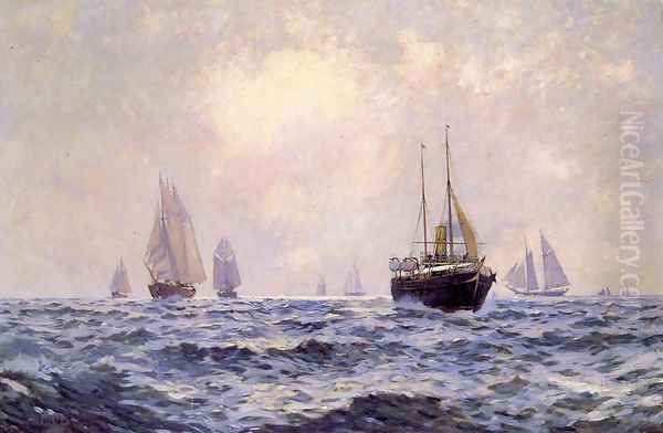 A Breezy Morning off Newport Oil Painting by Carlton Theodore Chapman