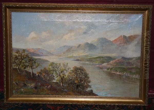 Highland Loch View Oil Painting by Frances E. Jamieson