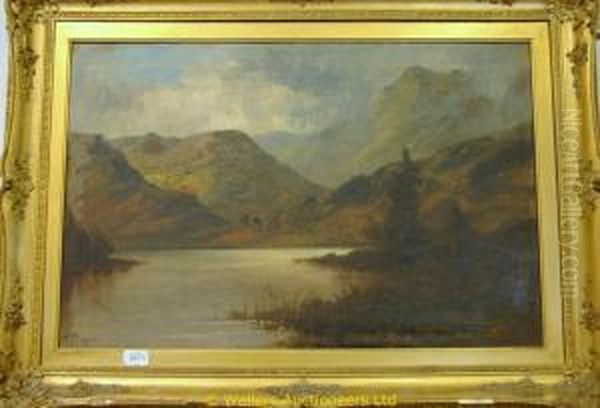 A Highland Lake Landscape Oil Painting by Frances E. Jamieson