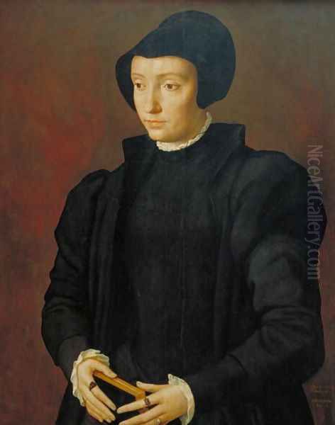 Portrait of Christina of Denmark, 1545 Oil Painting by Michiel van Coxie