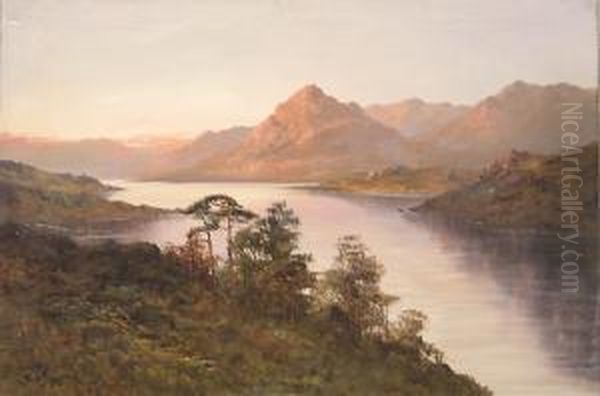 A Loch In Scotland At Sunset Oil Painting by Frances E. Jamieson