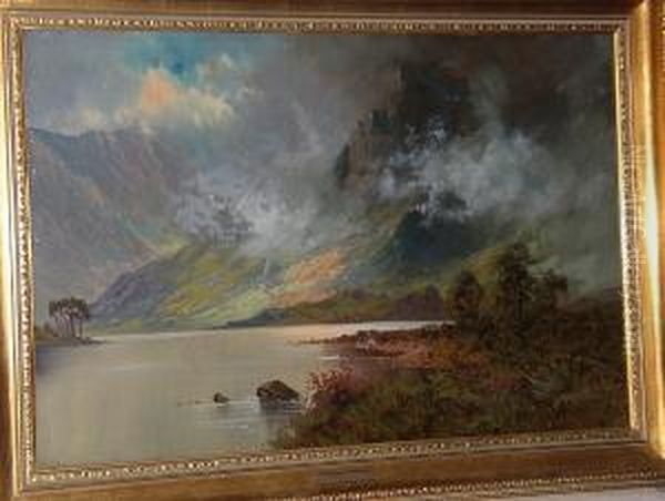 Highland Loch Scene Oil Painting by Frances E. Jamieson