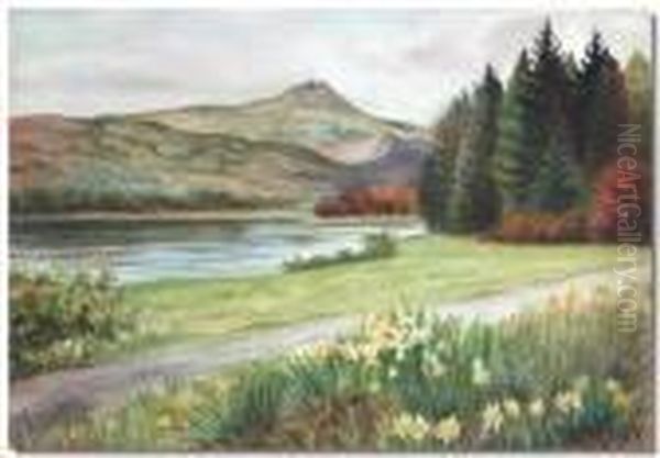 Highland Lochscene Oil Painting by Frank E. Jamieson