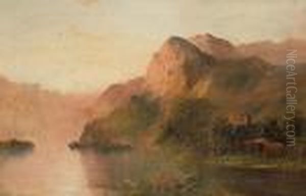 Highland Loch View Oil Painting by Frank E. Jamieson