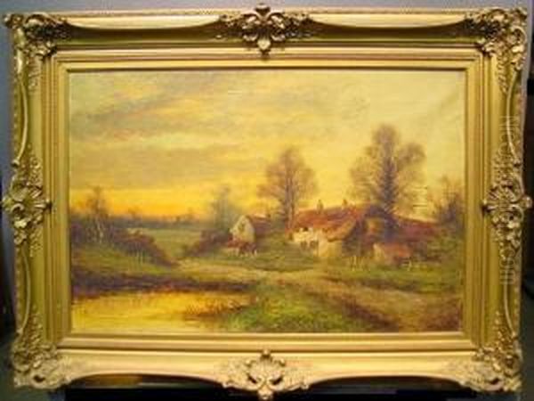 Sunset Landscape Oil Painting by Frank E. Jamieson