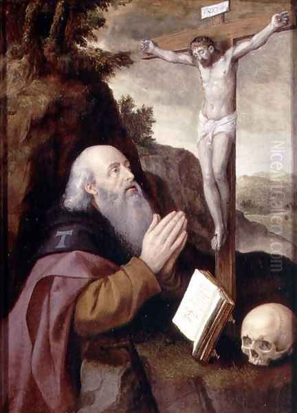 St. Anthony Abbot Oil Painting by Michiel van Coxie