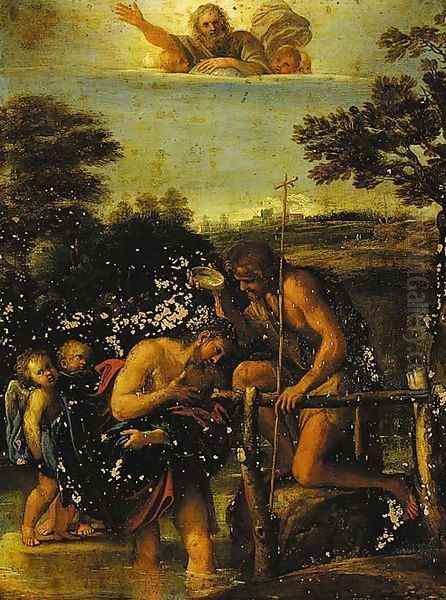 The Baptism of Christ Oil Painting by Antonio Carracci