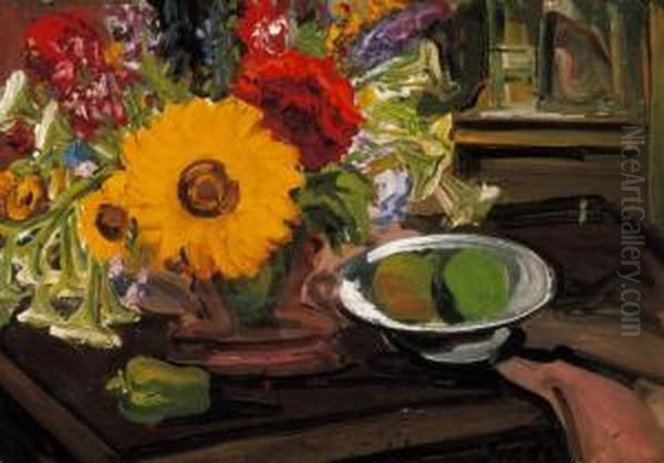 Still-life Of Sunflowers Oil Painting by David Jandi