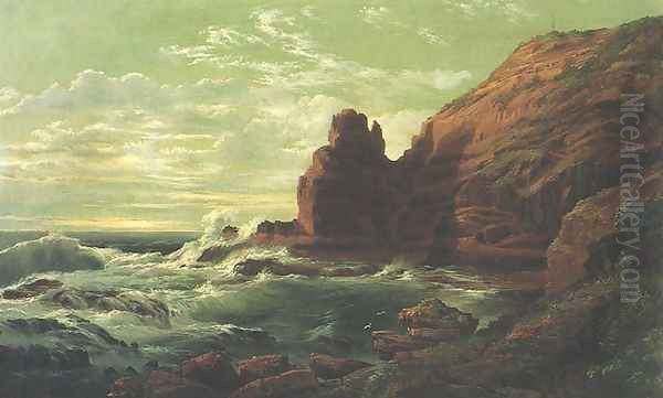 Castle Rock, Cape Schanck, Victoria Oil Painting by Nicholas Chevalier