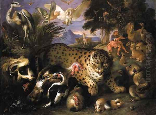 Orpheus Charming the Animals Oil Painting by Giovanni Francesco Castiglione