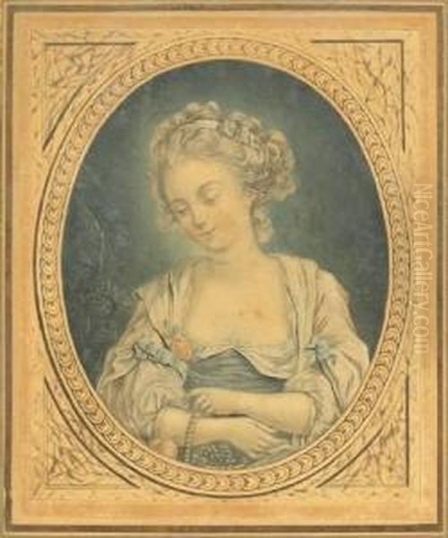 In The Manner Of. Young Lady With A Basket Of Fruit Oil Painting by Jean-Francois Janinet