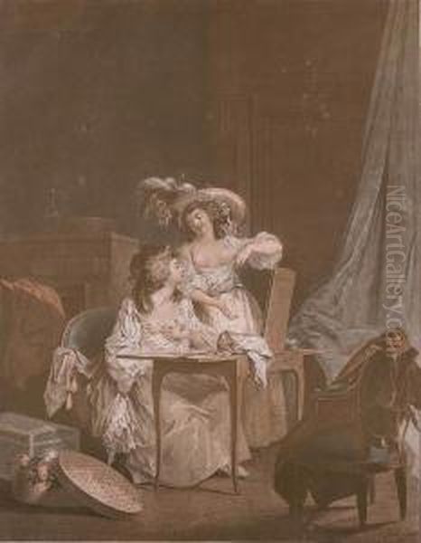 La Comparaison; And L'aveu Difficile Oil Painting by Jean-Francois Janinet