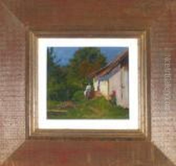 Sommerlicher Hinterhof Eines Bauernhauses Oil Painting by Angelo Jank