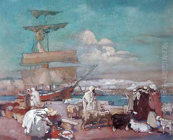 The Port of Algiers, c.1900 Oil Painting by Leon Cauvy