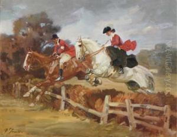 Jumping The Fence Oil Painting by Angelo Jank