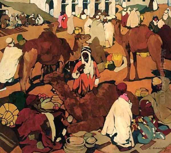 An Arab bazaar Oil Painting by Leon Cauvy