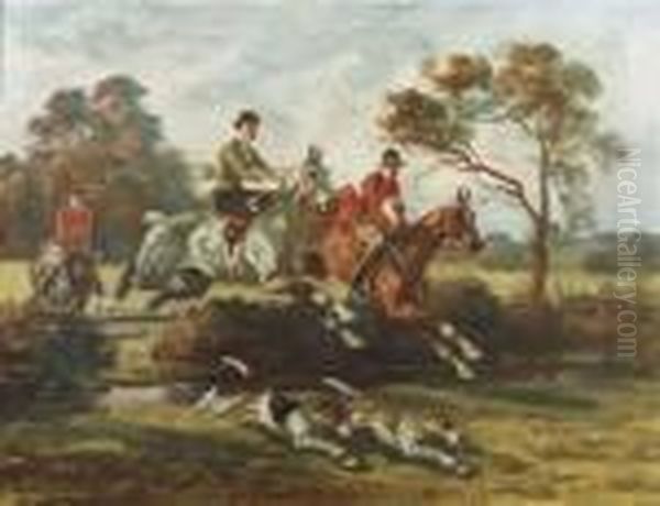 A Sporting Leap Oil Painting by Angelo Jank