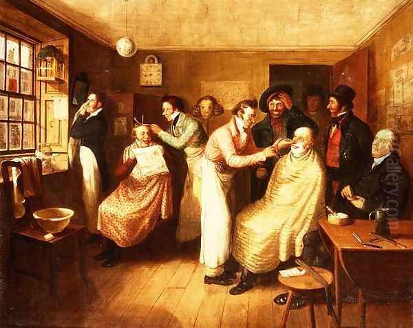 Barber's Shop Oil Painting by Alexander Carse