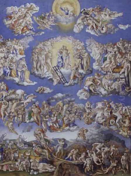 Last Judgement (after Michelangelo), c.1570 Oil Painting by Giorgio-Giulio Clovio