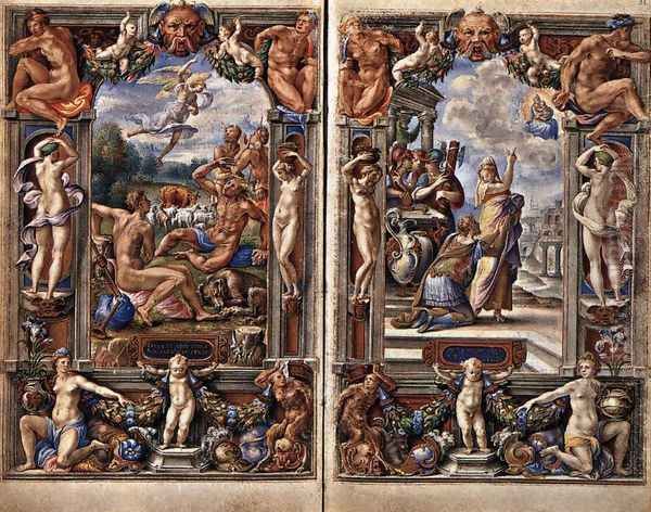 Pages from the Farnese Hours 1538-46 Oil Painting by Giorgio-Giulio Clovio