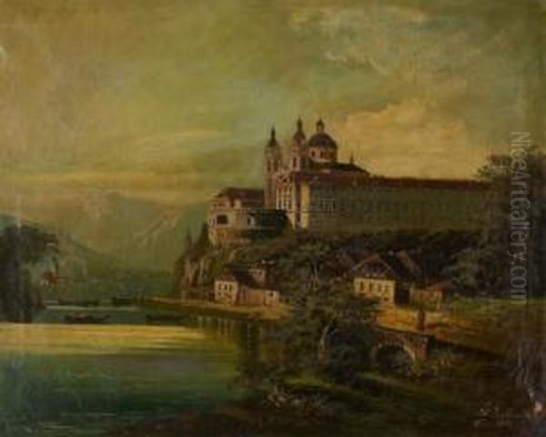 Ansicht Von Stift Melk An Der Donau Oil Painting by J. Wilhelm Jankowski