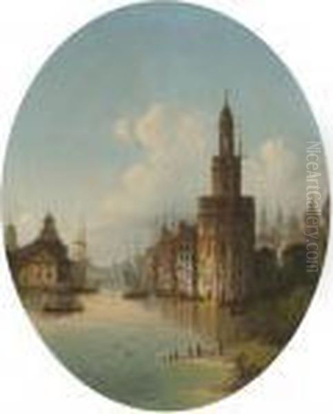 View Of The Golden Tower In Seville. Oil Painting by J. Wilhelm Jankowski