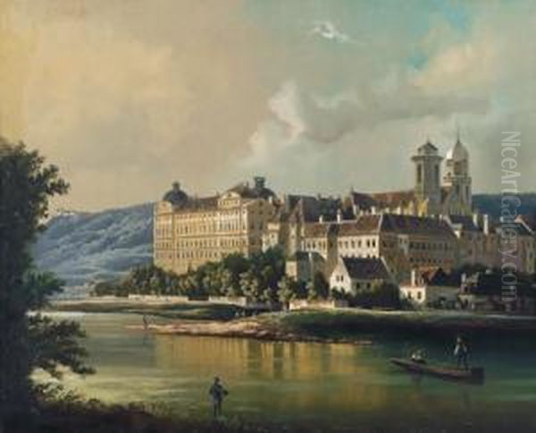 Blick Auf Klosterneuburg Und Kahlenberg Oil Painting by J. Wilhelm Jankowski