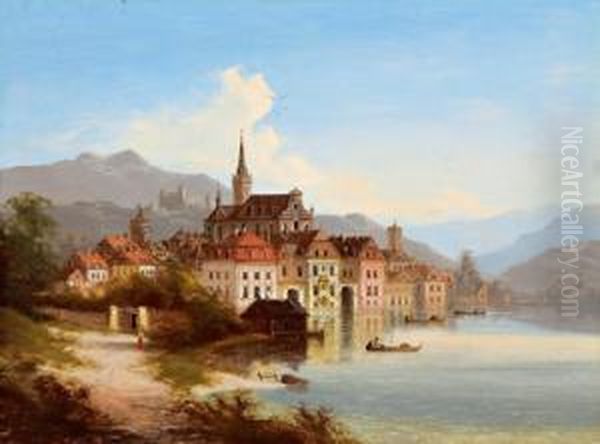 Blick Auf Schloss Heidelberg Oil Painting by J. Wilhelm Jankowski