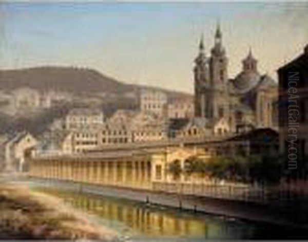 Karlsbad (karoly-vary) Oil Painting by J. Wilhelm Jankowski